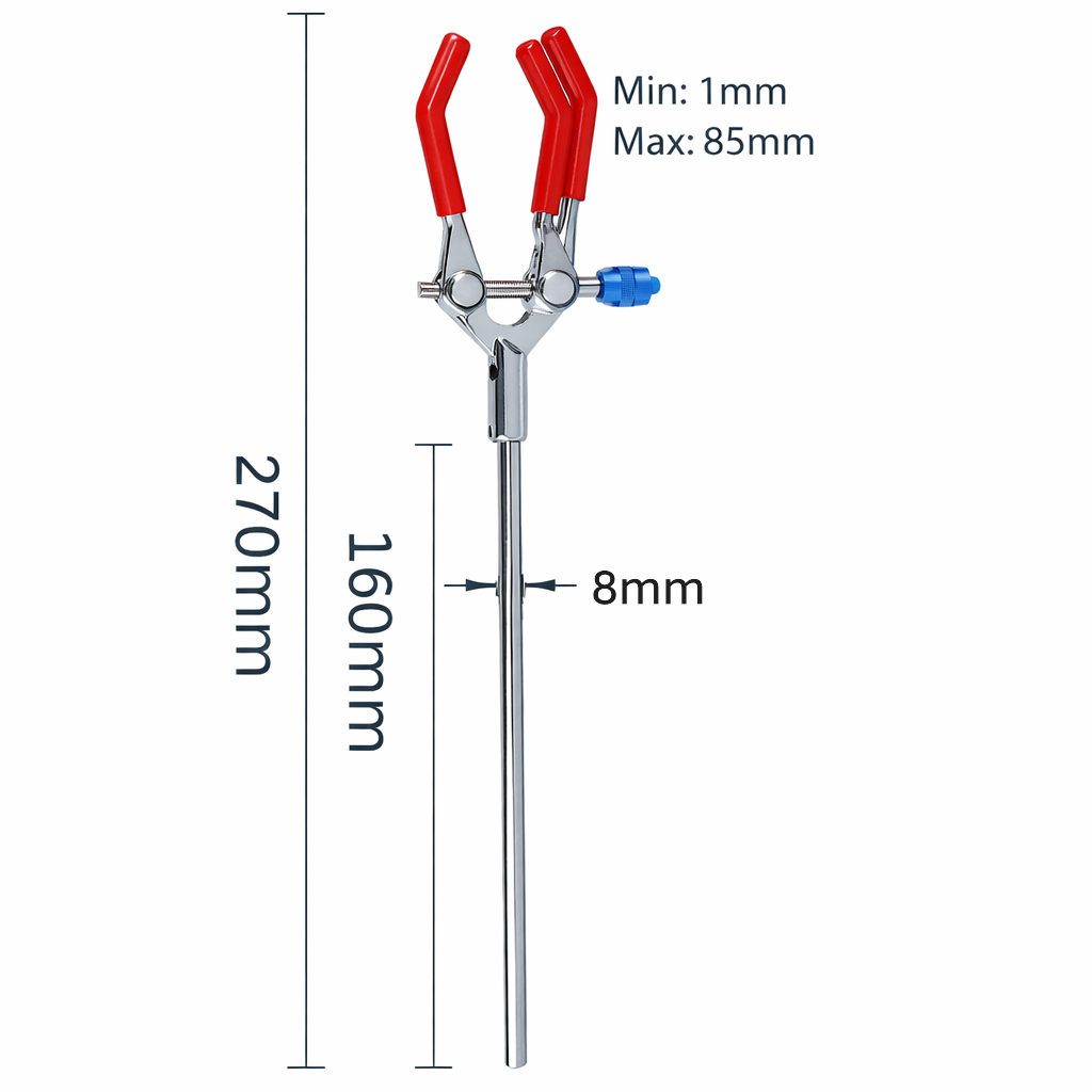 3-Prong Lab Clamp, Single Adjust, Rubber-Tipped Jaws – view 3