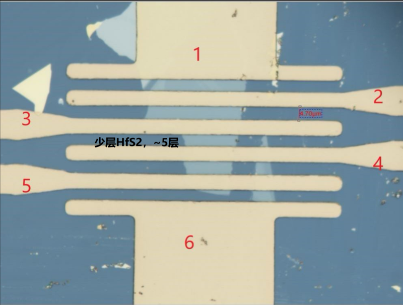 Mechanically Exfoliated HfS2 FET Device – view 2