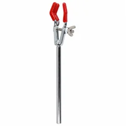 3-Prong Lab Clamp, Single Adjust, Rubber-Tipped Jaws